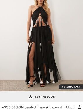ASOS Black‎ Beaded Fringe Maxi Skirt
